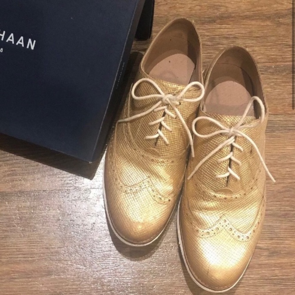Cole Haan Gold Lunar Grand wingtip Oxfords 10.5
